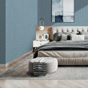 61cm x 10m Green Wallpaper Decor Faux Grasscloth Paper Wall Paper Self Adhesive Removable Blue V324-WPBLUE-10M