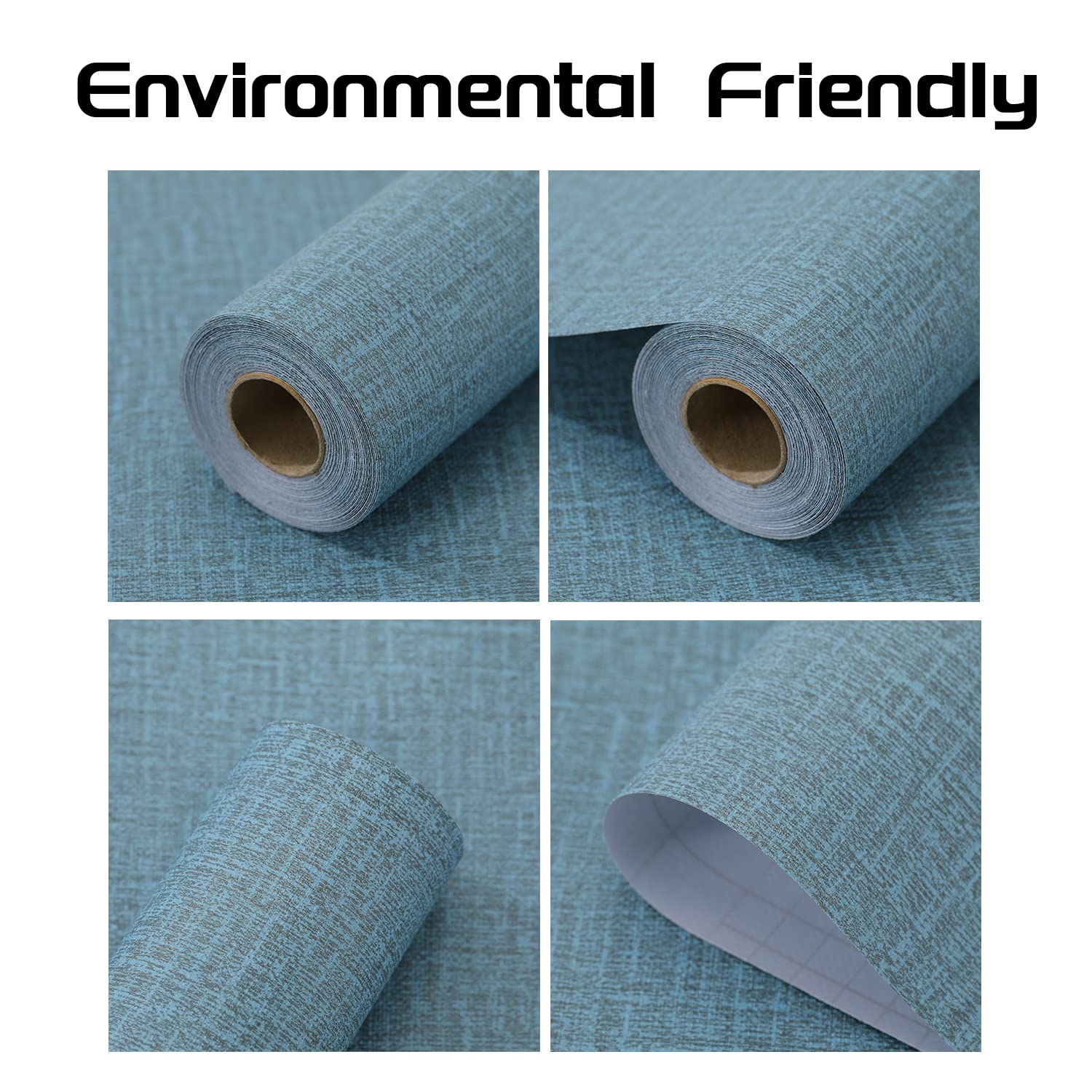 61cm x 10m Green Wallpaper Decor Faux Grasscloth Paper Wall Paper Self Adhesive Removable Blue V324-WPBLUE-10M