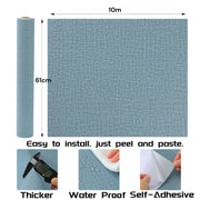 61cm x 10m Green Wallpaper Decor Faux Grasscloth Paper Wall Paper Self Adhesive Removable Blue V324-WPBLUE-10M