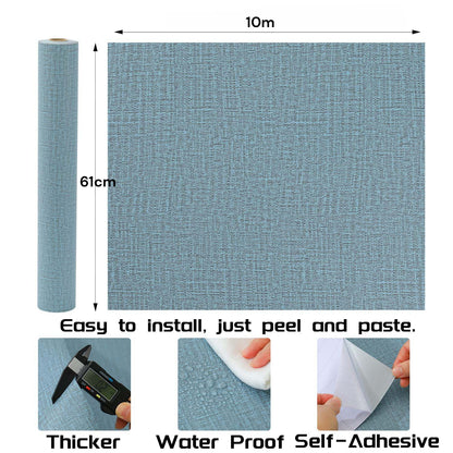 61cm x 10m Green Wallpaper Decor Faux Grasscloth Paper Wall Paper Self Adhesive Removable Blue V324-WPBLUE-10M