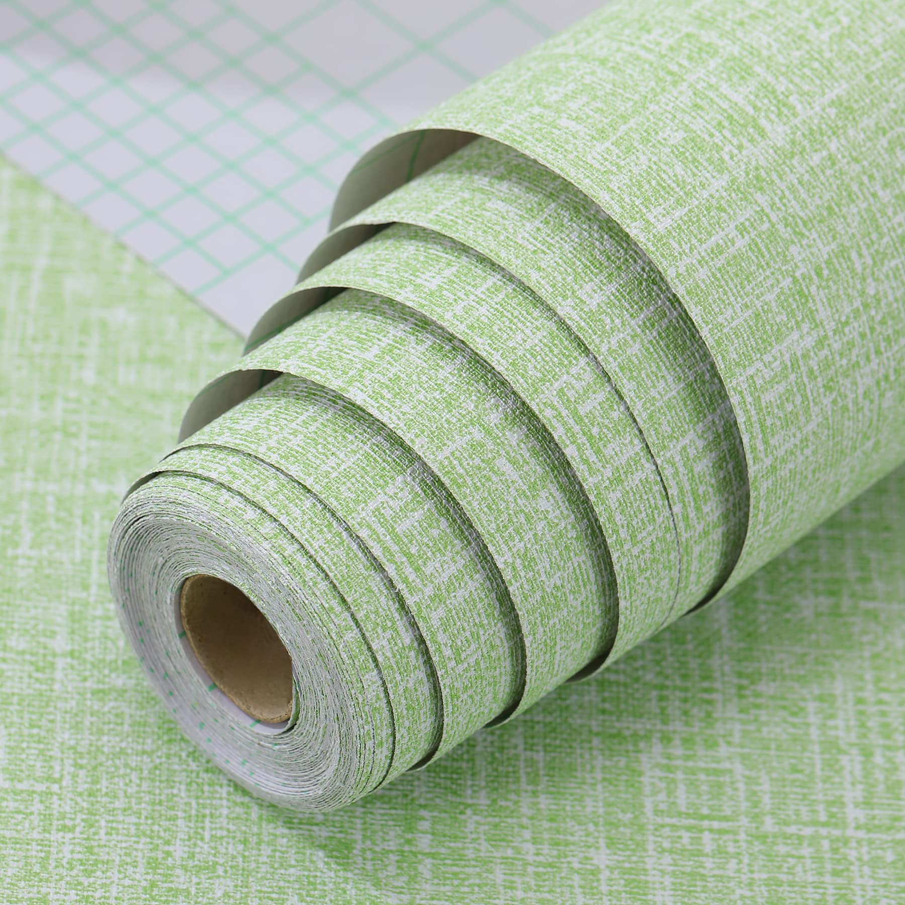 61cm x 10m Green Wallpaper Decor Faux Grasscloth Paper Wall Paper Self Adhesive Removable V324-WPGREEN-10M