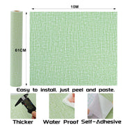 61cm x 10m Green Wallpaper Decor Faux Grasscloth Paper Wall Paper Self Adhesive Removable V324-WPGREEN-10M
