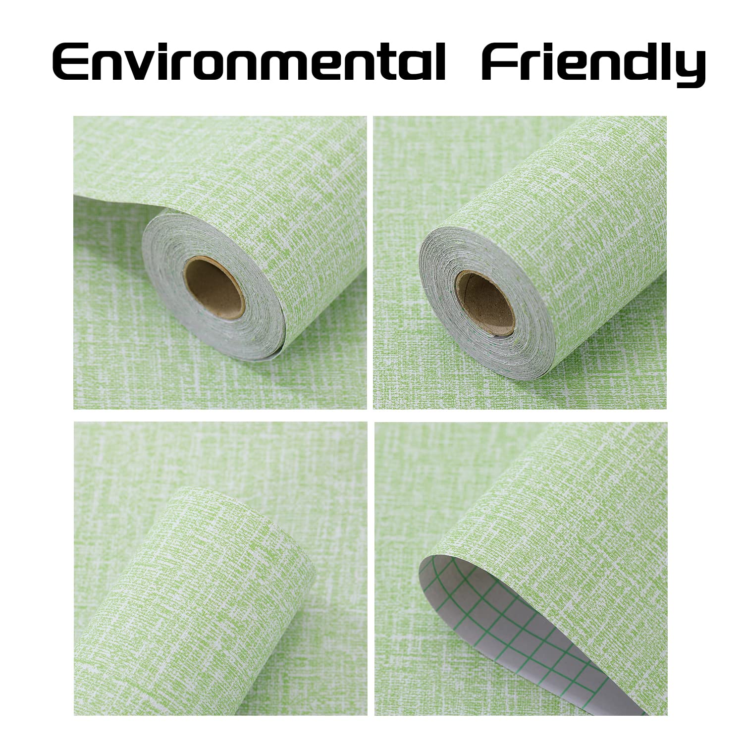 61cm x 10m Green Wallpaper Decor Faux Grasscloth Paper Wall Paper Self Adhesive Removable V324-WPGREEN-10M