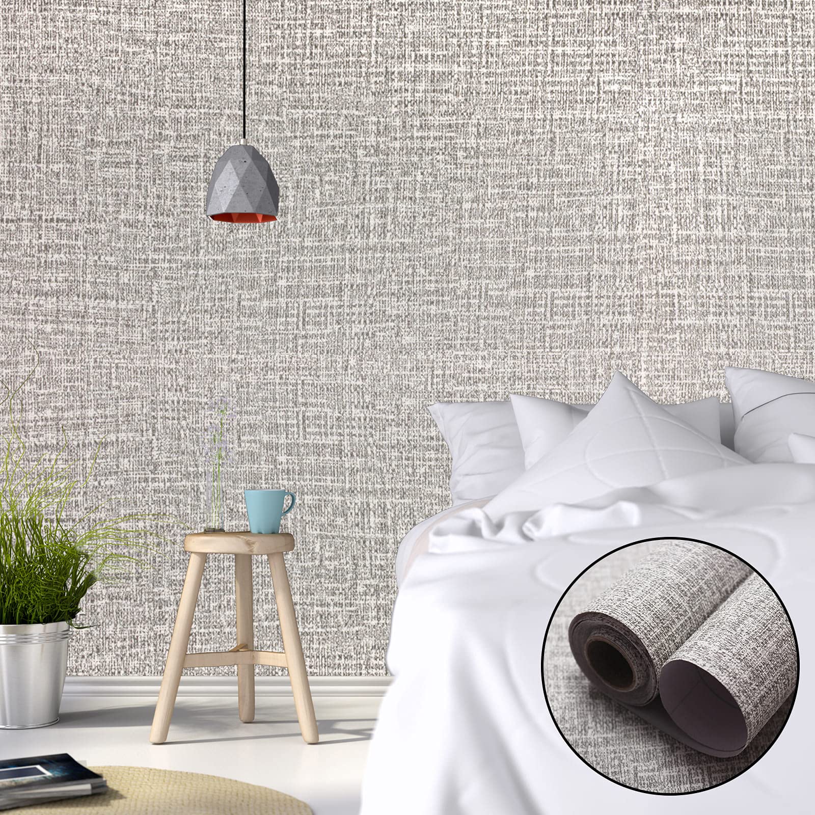 61cm x 10m Wallpaper Decor Faux Grasscloth Contact Paper Wall Paper Self Adhesive Removable V324-WPLIGHTG-10M