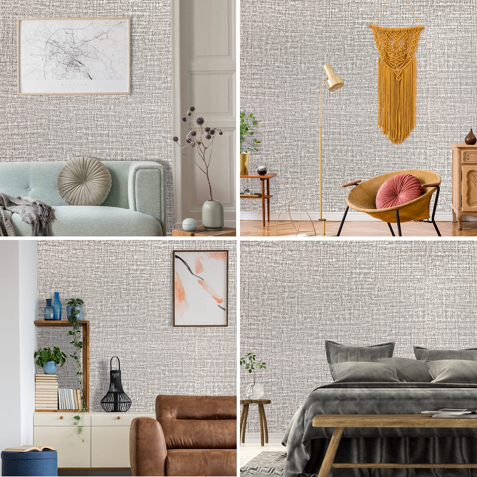 61cm x 10m Wallpaper Decor Faux Grasscloth Contact Paper Wall Paper Self Adhesive Removable V324-WPLIGHTG-10M