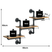 Industrial Pipe Shelving Pipe Shelves Wall Mounted Decor Floating Shelves Retro Rustic Shelf for Bar Kitchen V324-WRACK-3LTPZ