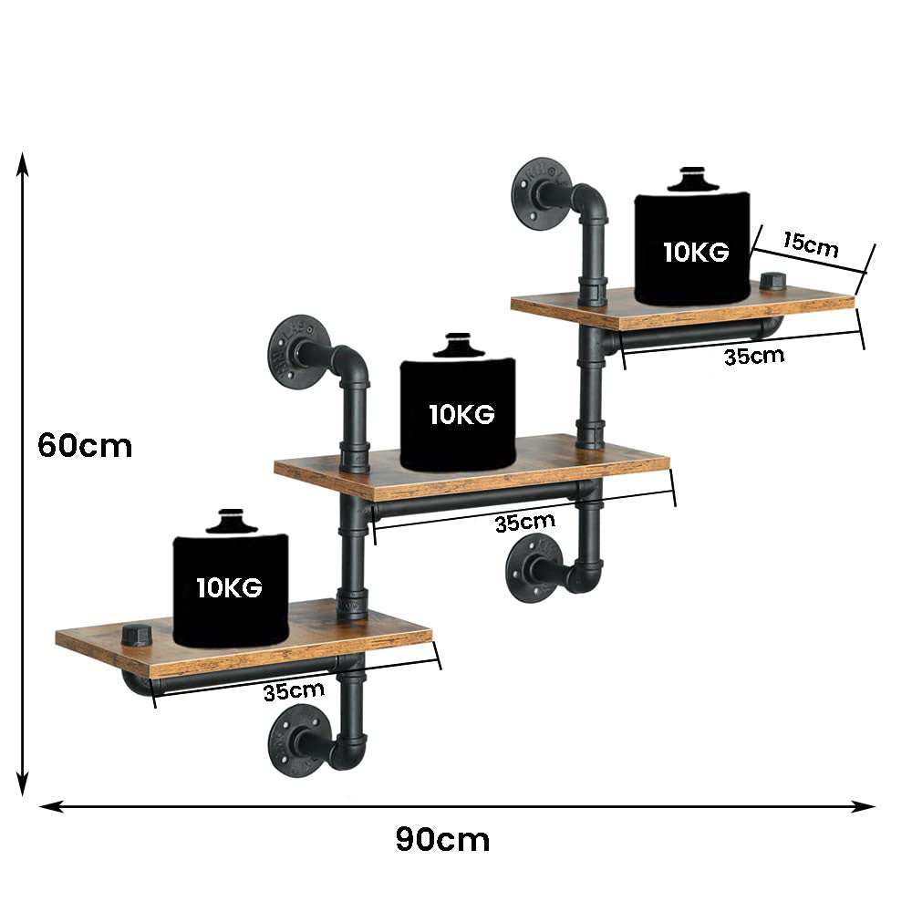 Industrial Pipe Shelving Pipe Shelves Wall Mounted Decor Floating Shelves Retro Rustic Shelf for Bar Kitchen V324-WRACK-3LTPZ