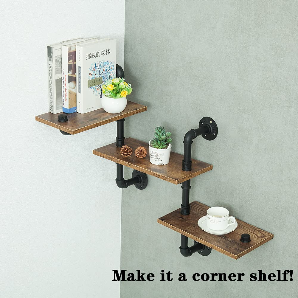 Industrial Pipe Shelving Pipe Shelves Wall Mounted Decor Floating Shelves Retro Rustic Shelf for Bar Kitchen V324-WRACK-3LTPZ