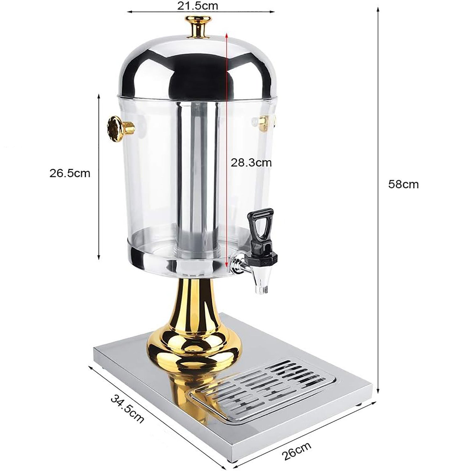 8L Commercial Restaurant Buffet Beverage Juice Beverage Dispenser Drink Container Gold V324-YJB1TANK-8LGD