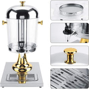 8L Commercial Restaurant Buffet Beverage Juice Beverage Dispenser Drink Container Gold V324-YJB1TANK-8LGD