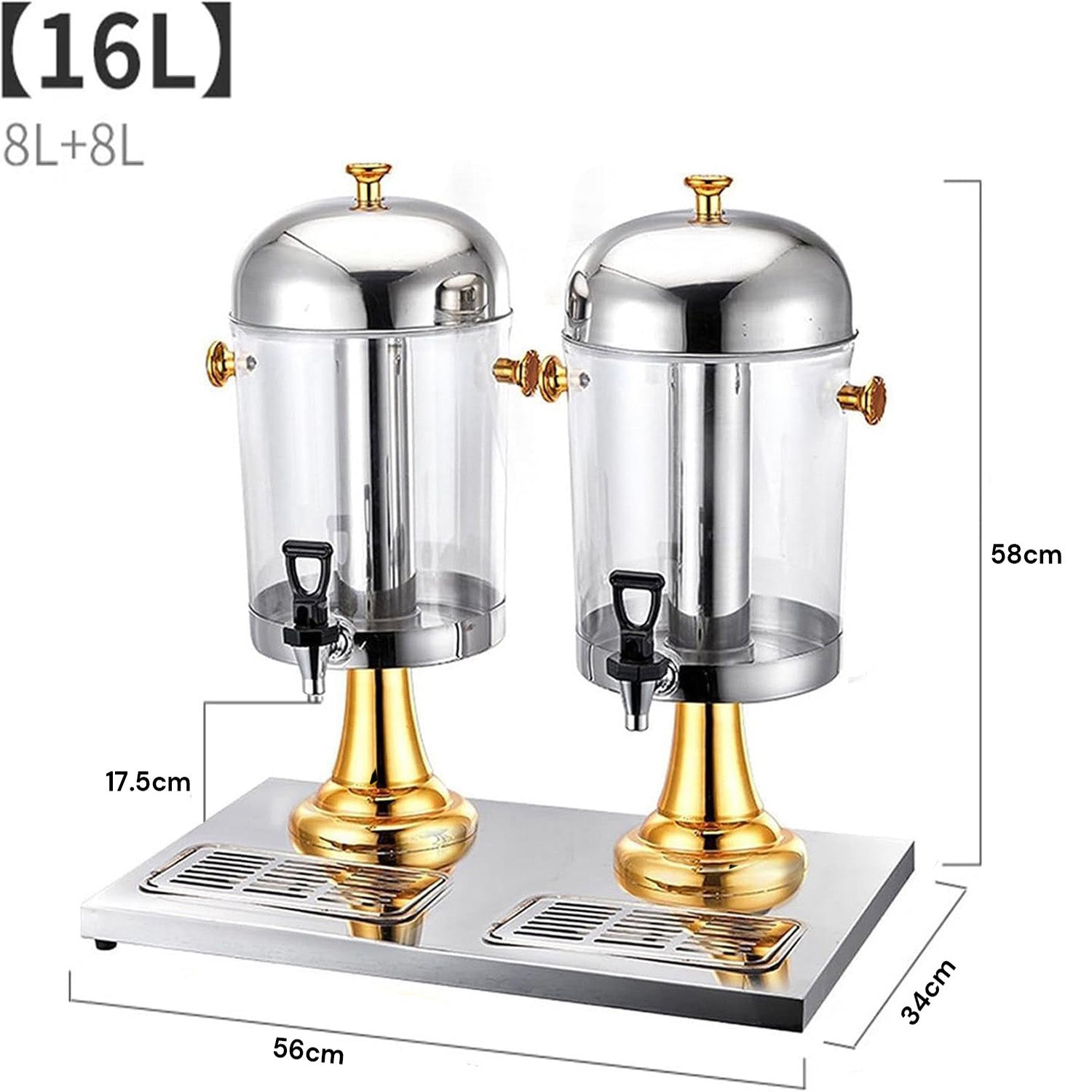 16L Commercial Restaurant Buffet Beverage Juice Beverage Dispenser Drink Container Gold V324-YJB2TANK-16LGD