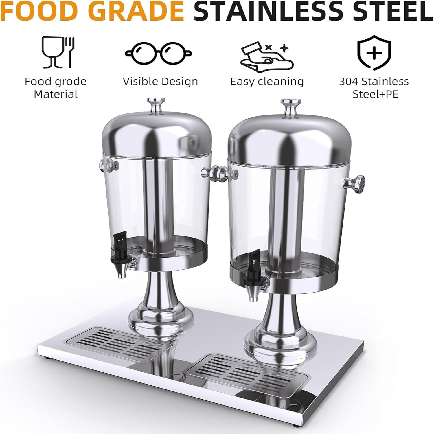 16L Commercial Restaurant Buffet Beverage Juice Beverage Dispenser Drink Container Gold V324-YJB2TANK-16LSIL