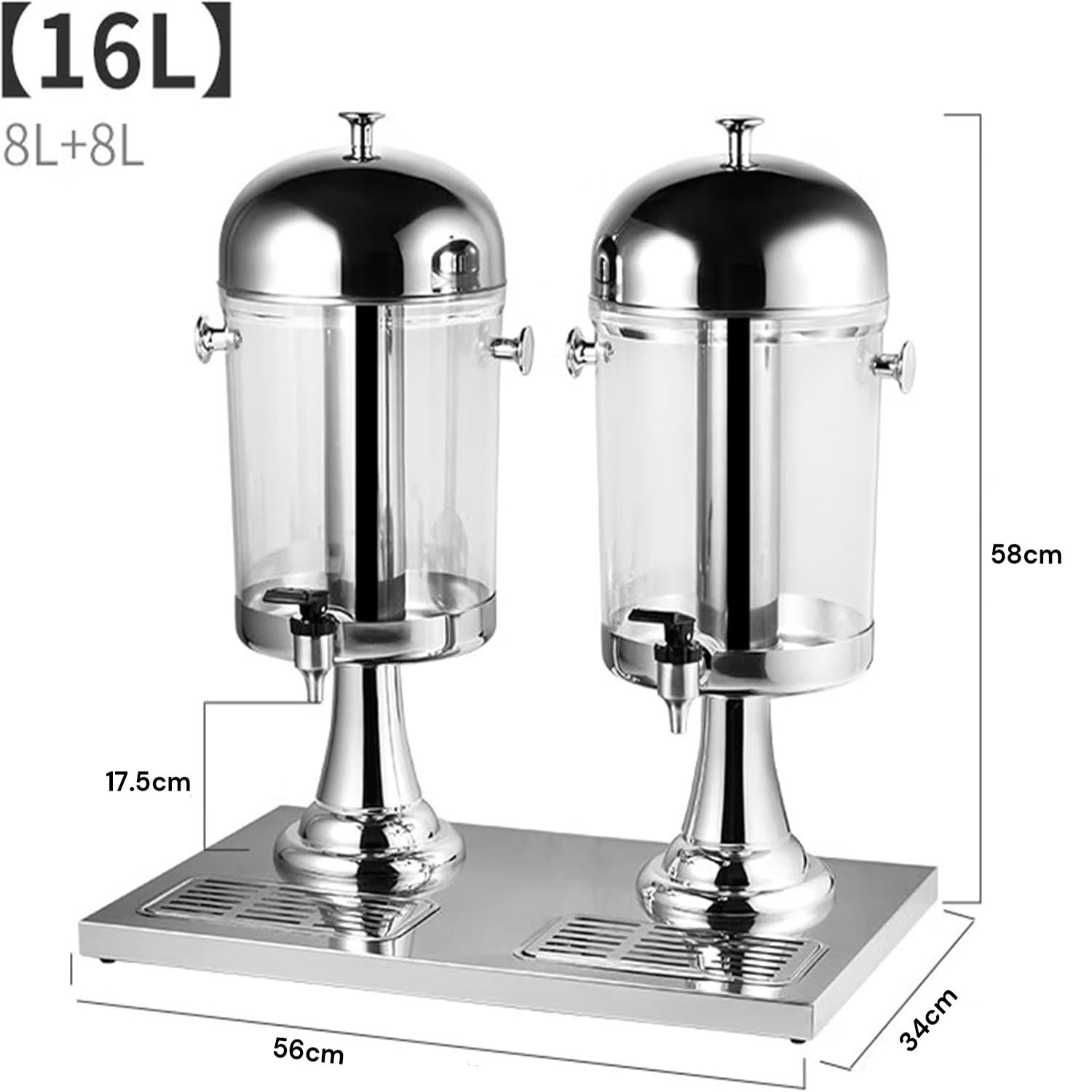 16L Commercial Restaurant Buffet Beverage Juice Beverage Dispenser Drink Container Gold V324-YJB2TANK-16LSIL