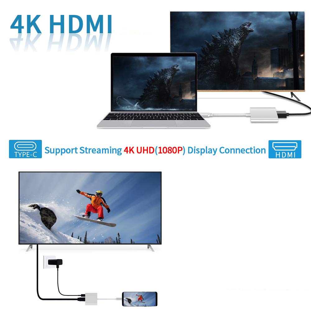 USB C to HDMI Adapter Type C AV Converter 4K HDMI USB 3.0 Port USB-C Female V324-YMS-067