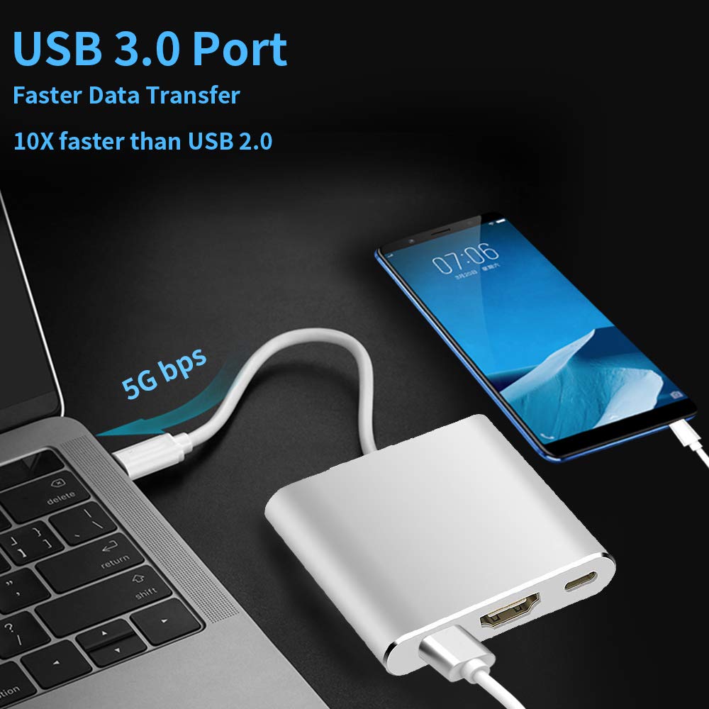 USB C to HDMI Adapter Type C AV Converter 4K HDMI USB 3.0 Port USB-C Female V324-YMS-067