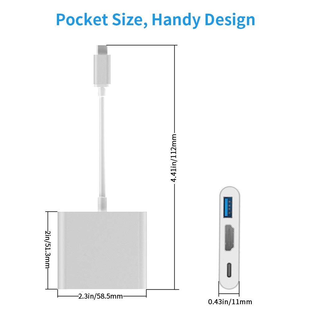 USB C to HDMI Adapter Type C AV Converter 4K HDMI USB 3.0 Port USB-C Female V324-YMS-067