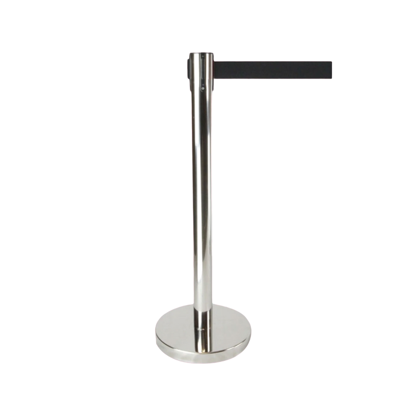 Retractable Queue Crowd Control Barriers | Silver Pole Black Belt V337-CROW-R