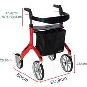 Let's Fly Mobility Rollator Wheelie Walker - Red V346-RED735003688