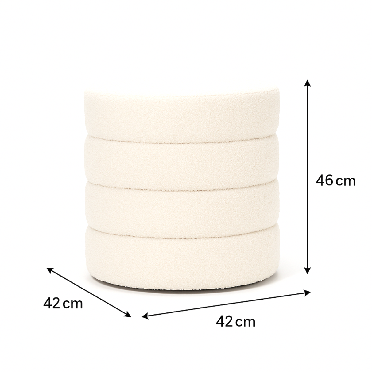 Interior Ave - Cleo White Boucle Ottoman V355-IA-10-W