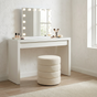 Interior Ave - Cleo White Boucle Ottoman V355-IA-10-W
