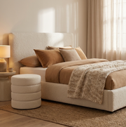 Interior Ave - Cleo White Boucle Ottoman V355-IA-10-W