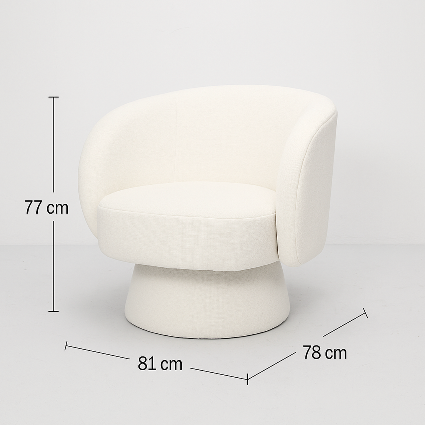 Interior Ave - Celine Swivel Armchair - Chenille Pearl White V355-IA-AC-CW