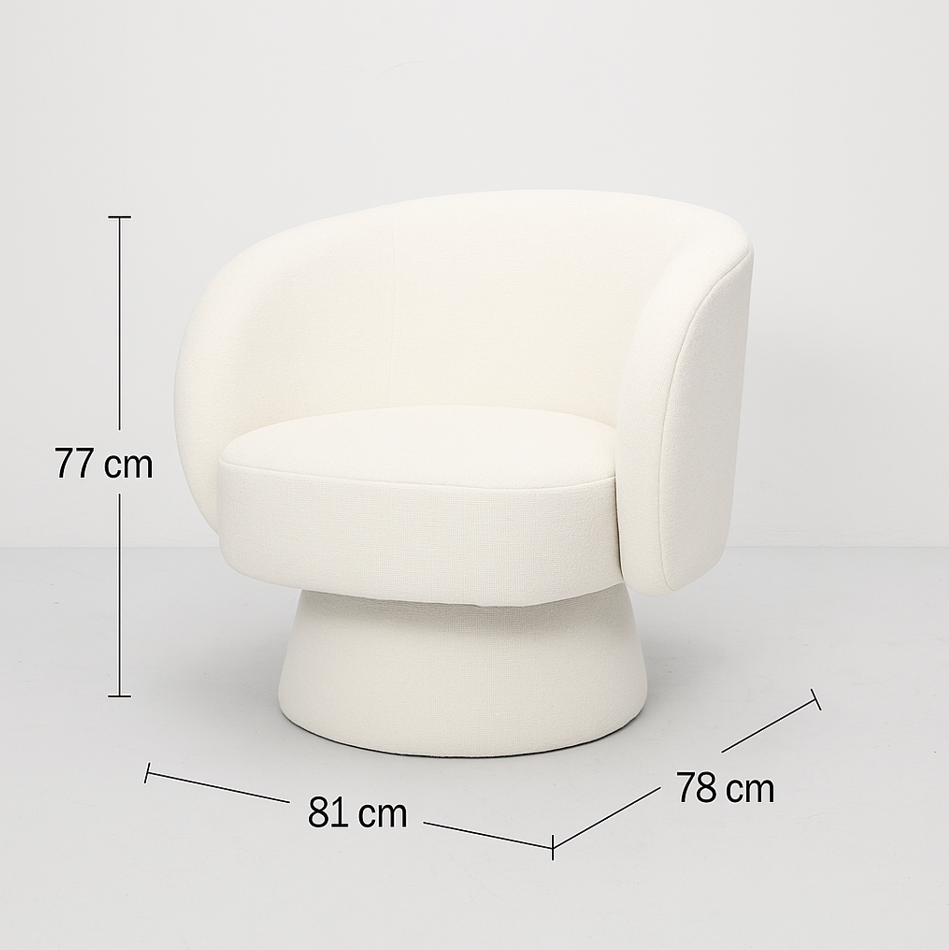 Interior Ave - Celine Swivel Armchair - Chenille Pearl White V355-IA-AC-CW