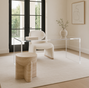 Interior Ave - Haven Curved Boucle Armchair - Sculptural White V355-IA-AC-HW
