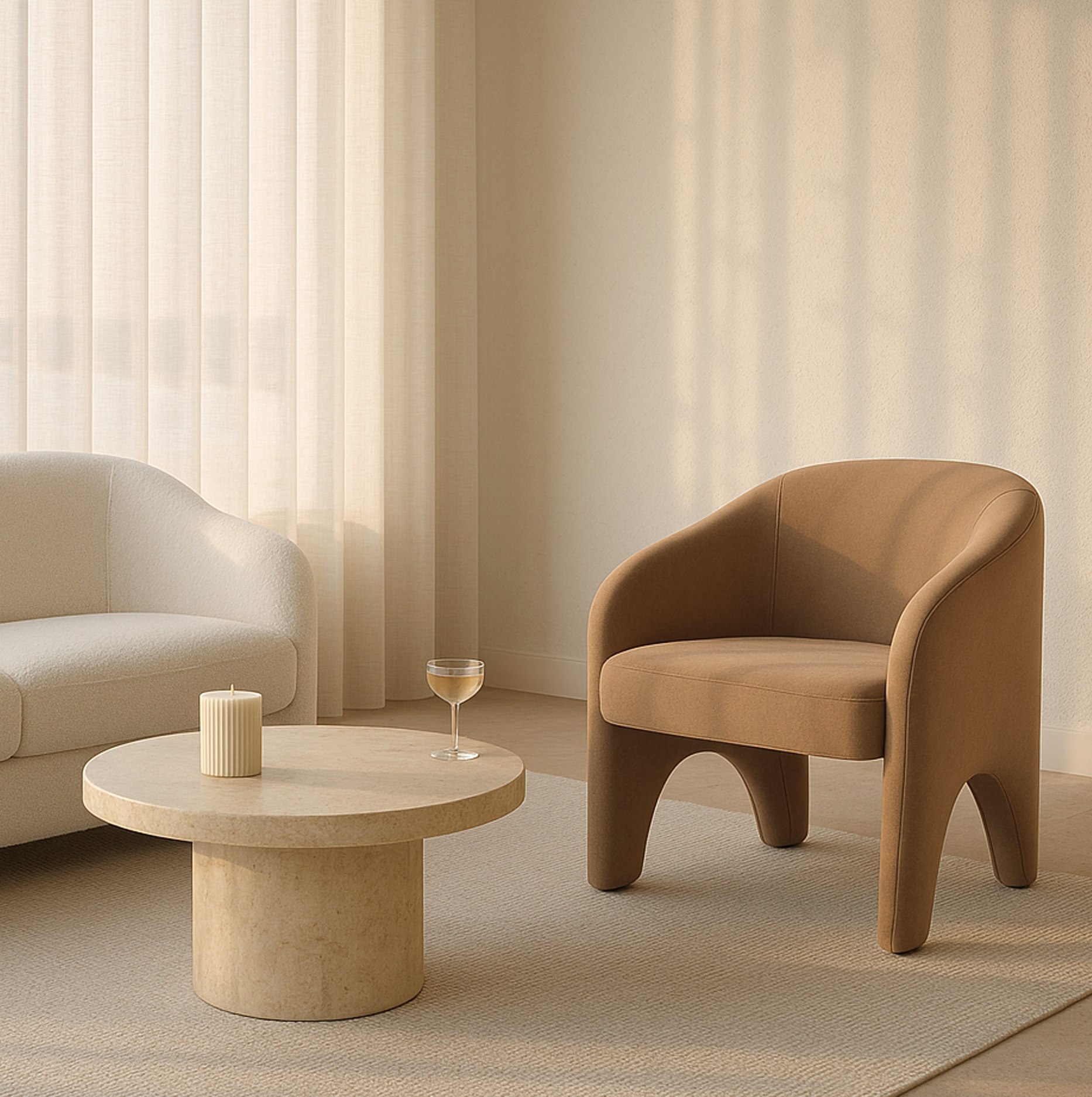 Interior Ave - Nova Sculptural Accent Chair - Velvet Chocolate V355-IA-AC-NC