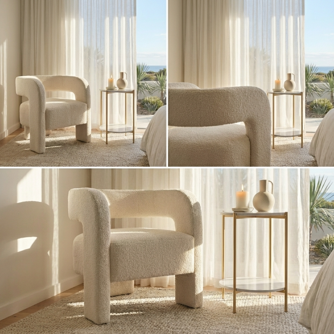 Interior Ave - Portia Boucle Arm Chair - Off White V355-IA-ACC-POR-WHT