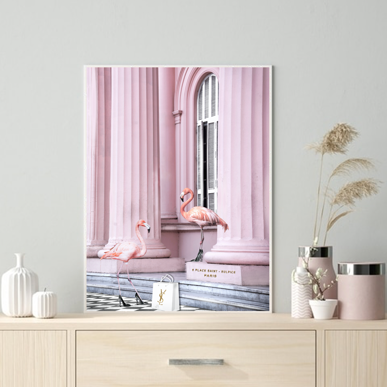 Interior Ave - Saint Pink - 90cm x 60cm White Framed Artwork V355-IA-AW-SP-F9060