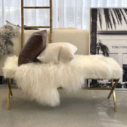 Interior Ave - Oxley Fur Bench - White & Gold V355-IA-B-OWG