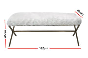 Interior Ave - Oxley Fur Bench - White & Gold V355-IA-B-OWG