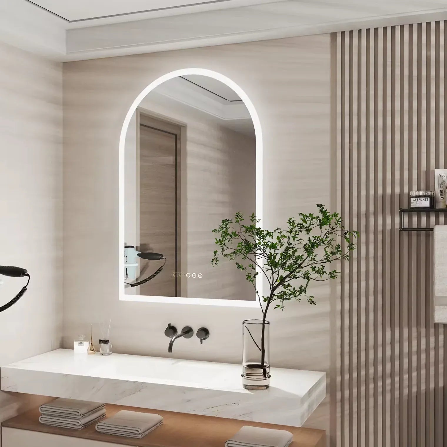Interior Ave - 90 x 60cm Arched LED Bathroom Mirror V355-IA-BM-ARC-9060