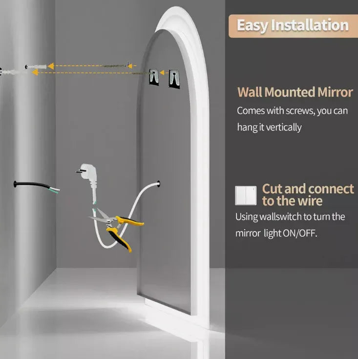 Interior Ave - 90 x 60cm Arched LED Bathroom Mirror V355-IA-BM-ARC-9060
