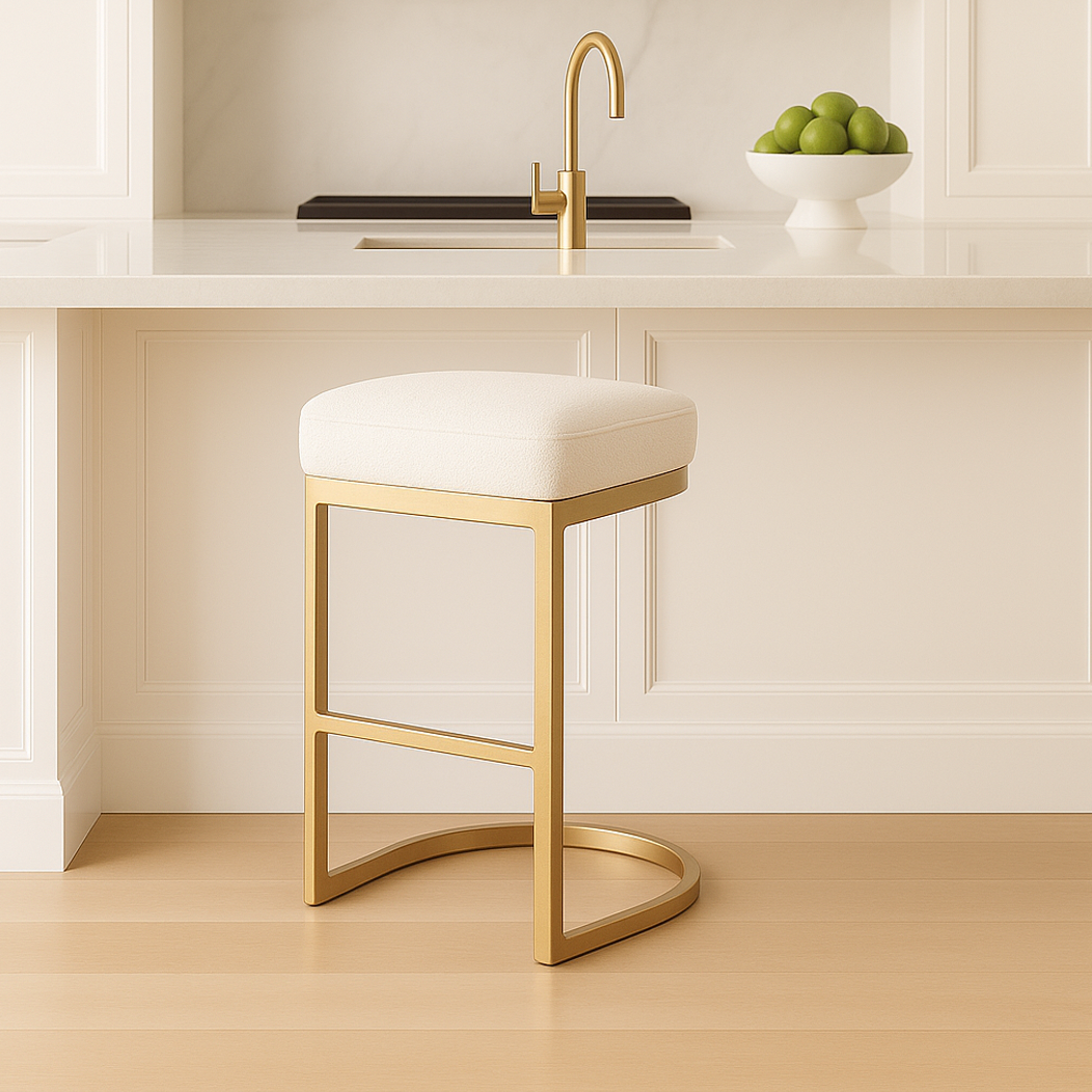 Interior Ave - Royale Oatmeal Tweed Linen Kitchen Bar Stool V355-IA-BS10-RW