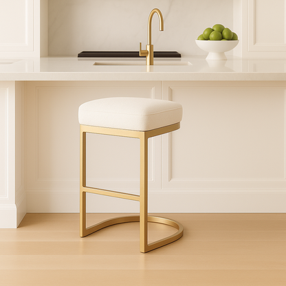Interior Ave - Royale Oatmeal Tweed Linen Kitchen Bar Stool V355-IA-BS10-RW