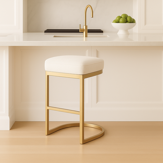 Interior Ave - Royale Oatmeal Tweed Linen Kitchen Bar Stool V355-IA-BS10-RW