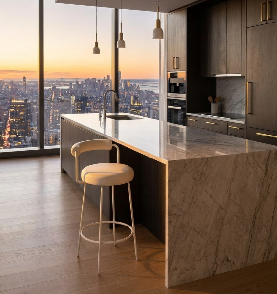 Interior Ave - Calipo White Leather Kitchen Bar Stool - Set of 2 V355-IA-BS3-CW