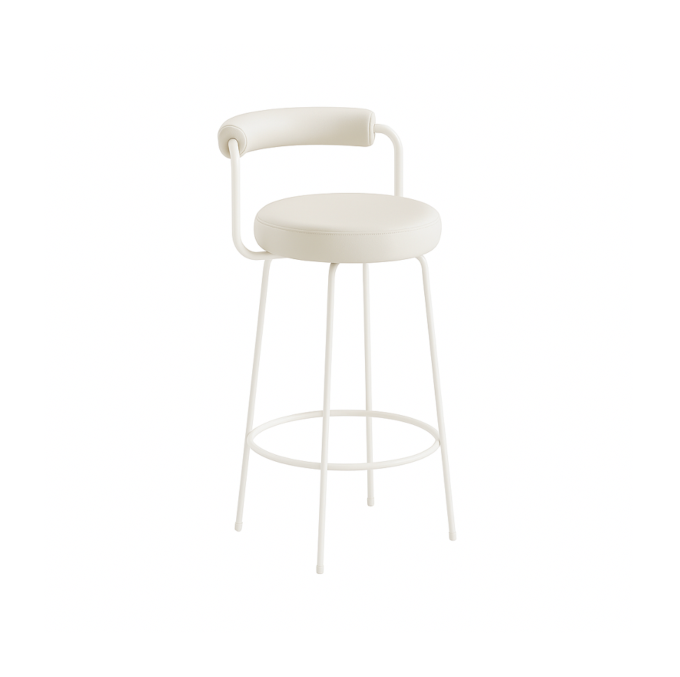 Interior Ave - Calipo White Leather Kitchen Bar Stool - Set of 2 V355-IA-BS3-CW