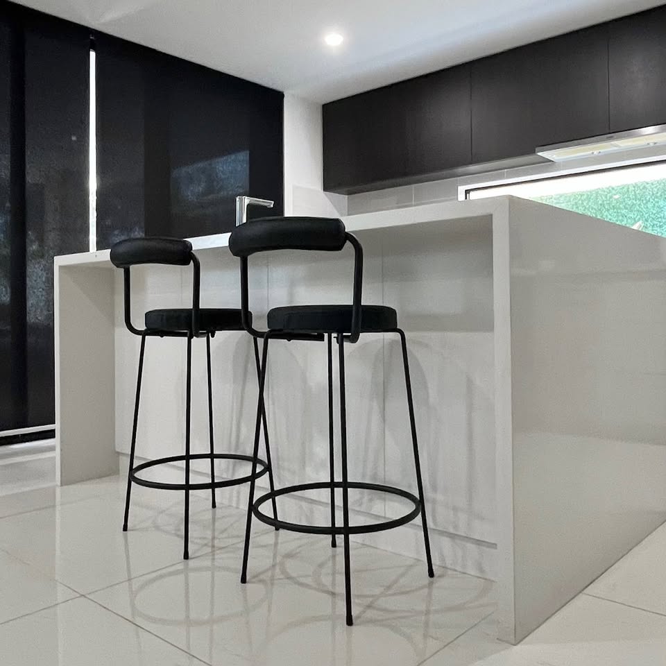 Interior Ave - Calipo Black Leather Kitchen Bar Stool - Set of 2 V355-IA-BS4-CB