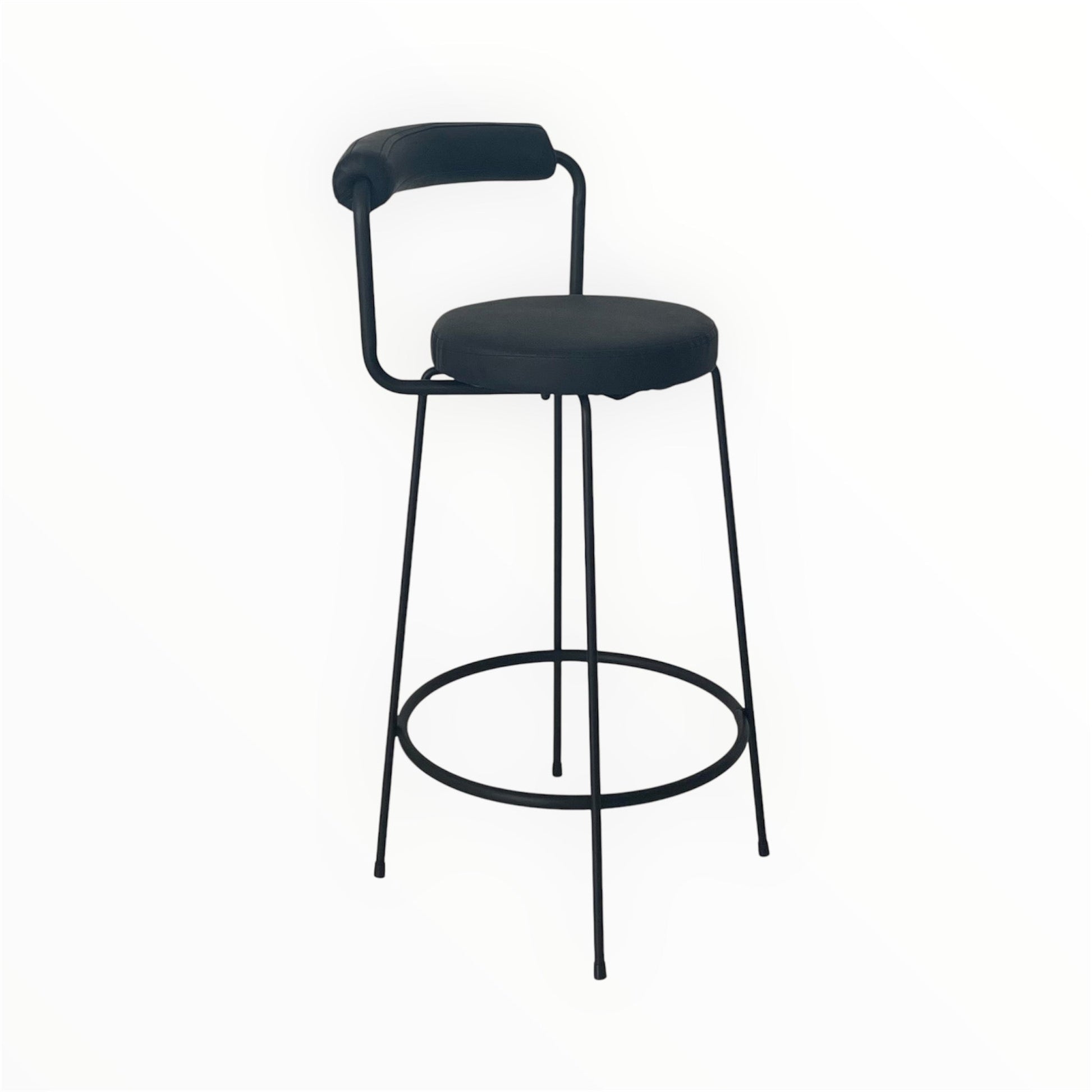 Interior Ave - Calipo Black Leather Kitchen Bar Stool - Set of 2 V355-IA-BS4-CB