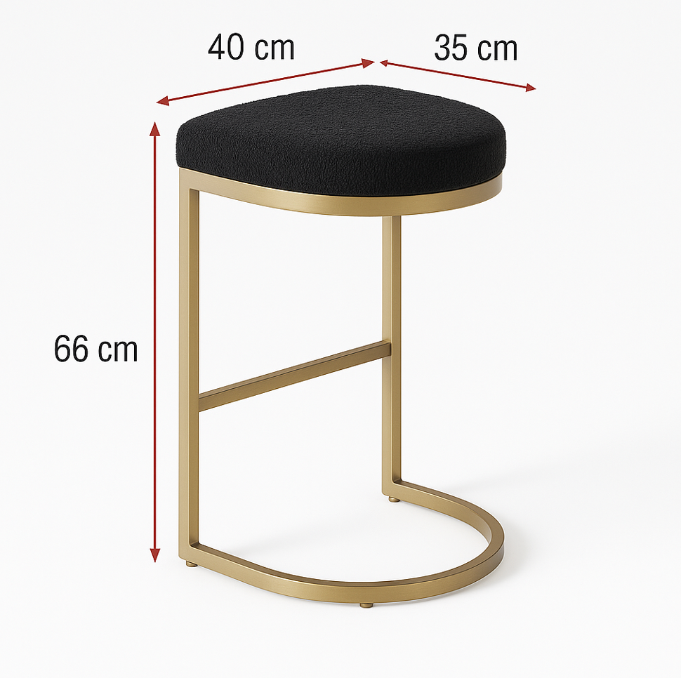 Interior Ave - Royale Black Boucle Kitchen Bar Stool V355-IA-BS8-RB