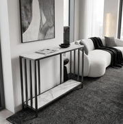 Interior Ave - Bronte Dual Layer Marble Stone Console - White Marble Stone V355-IA-CO2-MB