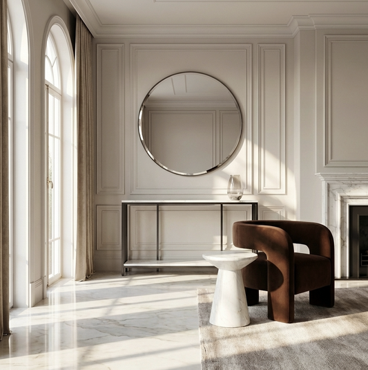 Interior Ave - Bronte Dual Layer Marble Stone Console - White Marble Stone V355-IA-CO2-MB