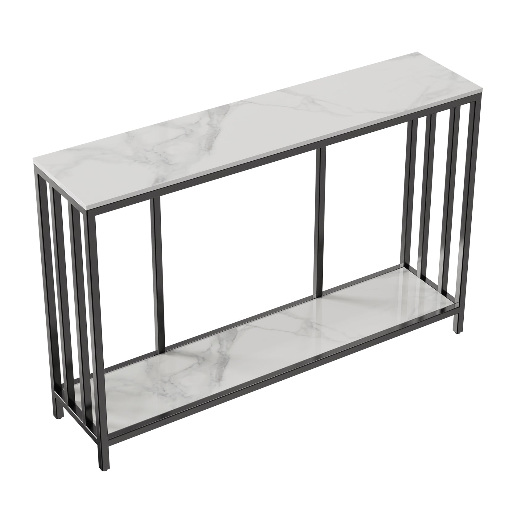 Interior Ave - Bronte Dual Layer Marble Stone Console - White Marble Stone V355-IA-CO2-MB