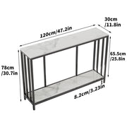 Interior Ave - Bronte Dual Layer Marble Stone Console - White Marble Stone V355-IA-CO2-MB