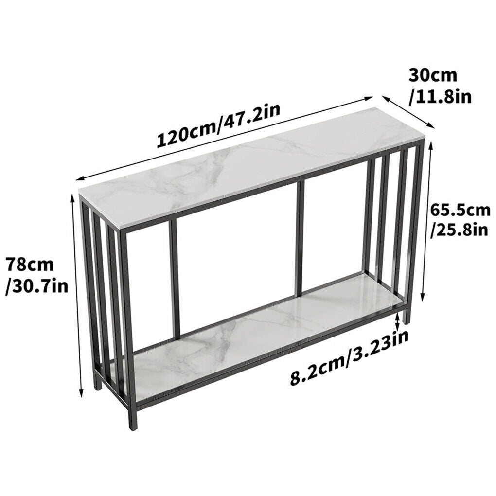 Interior Ave - Bronte Dual Layer Marble Stone Console - White Marble Stone V355-IA-CO2-MB