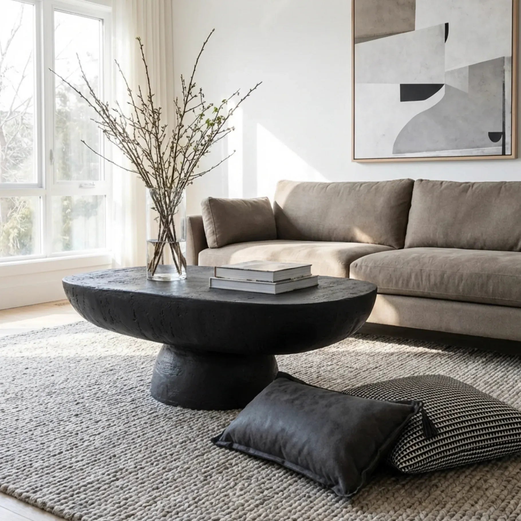 Interior Ave - Korra Sculptural Black Stone Coffee Table V355-IA-CT-KOR-BLA