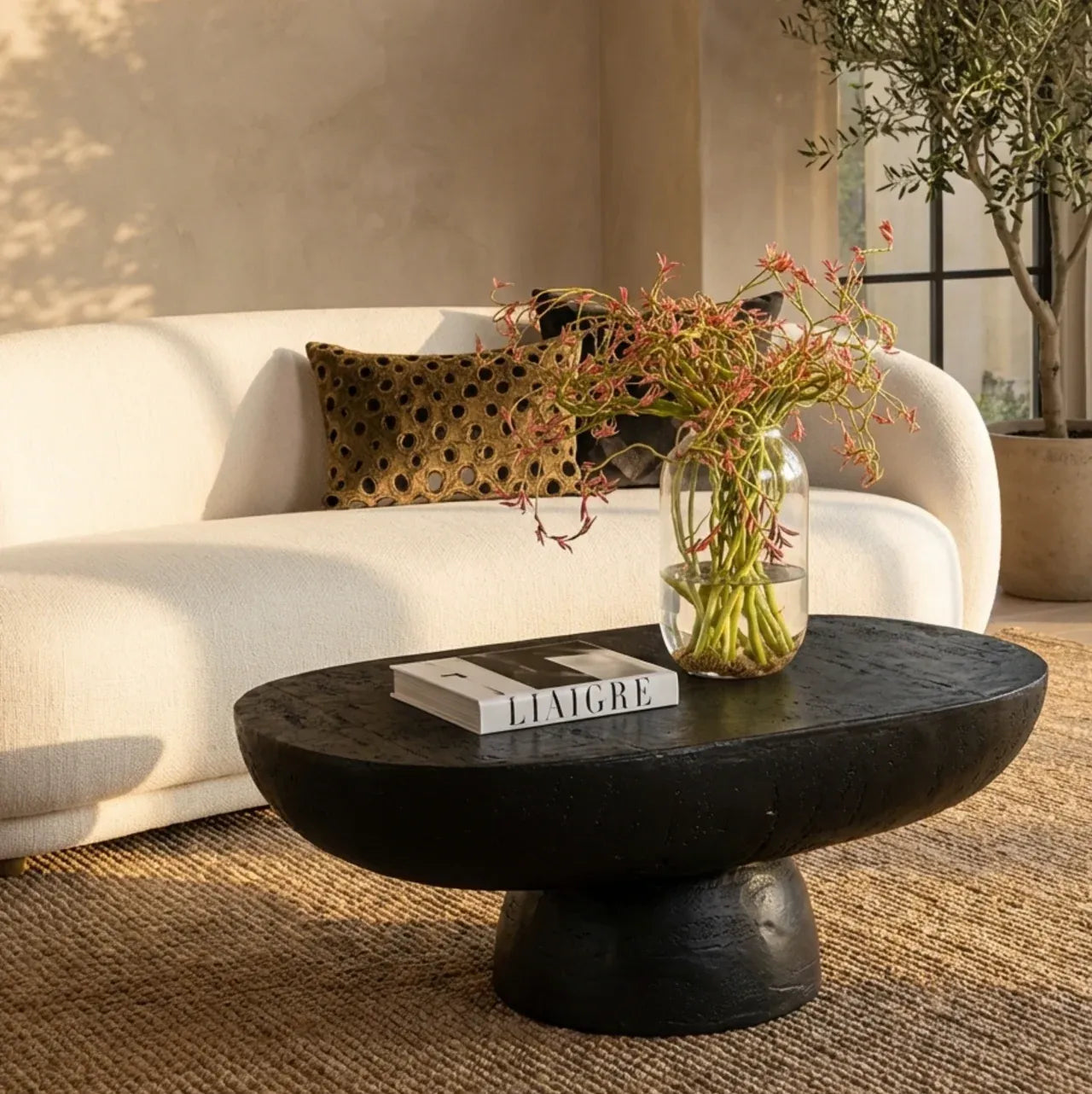 Interior Ave - Korra Sculptural Black Stone Coffee Table V355-IA-CT-KOR-BLA